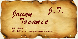 Jovan Tošanić vizit kartica